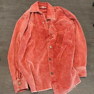 Oversized Dark Orange Corduroy Shacket